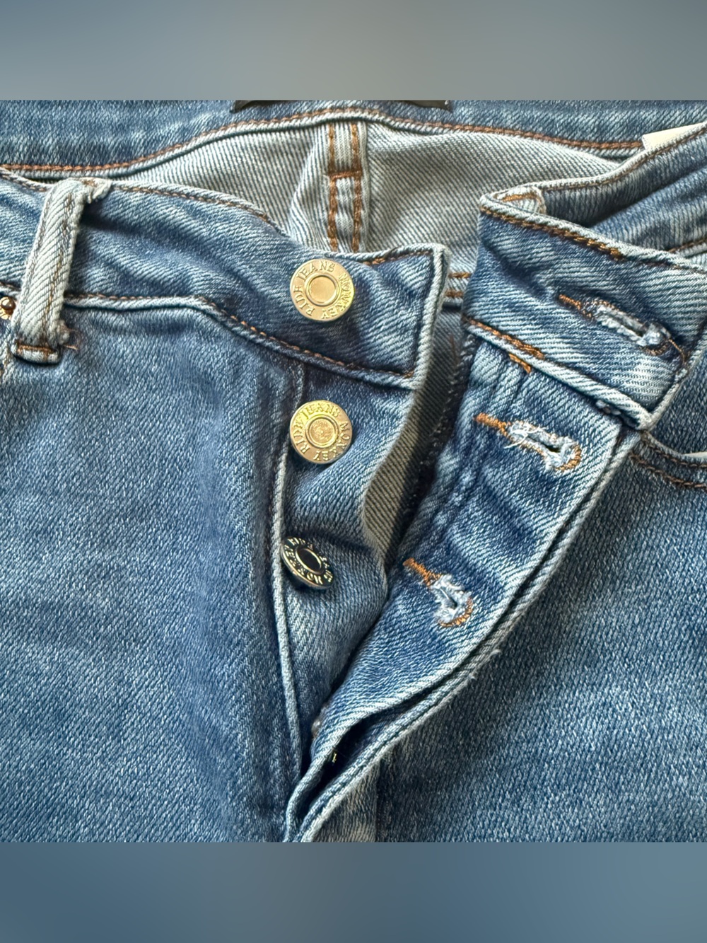 Monkey Ride Original Vintage Women's Distressed Blue Straight-Leg Jeans - Picture 3 of 6